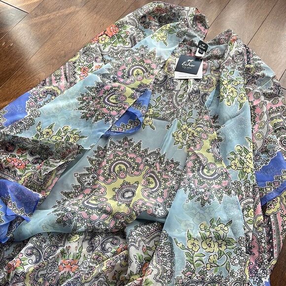 Echo Floral Paisley Ruana NEW - Picture 2 of 2